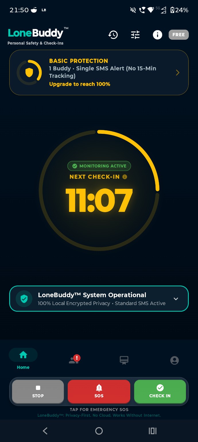 LoneBuddy active safety check-in